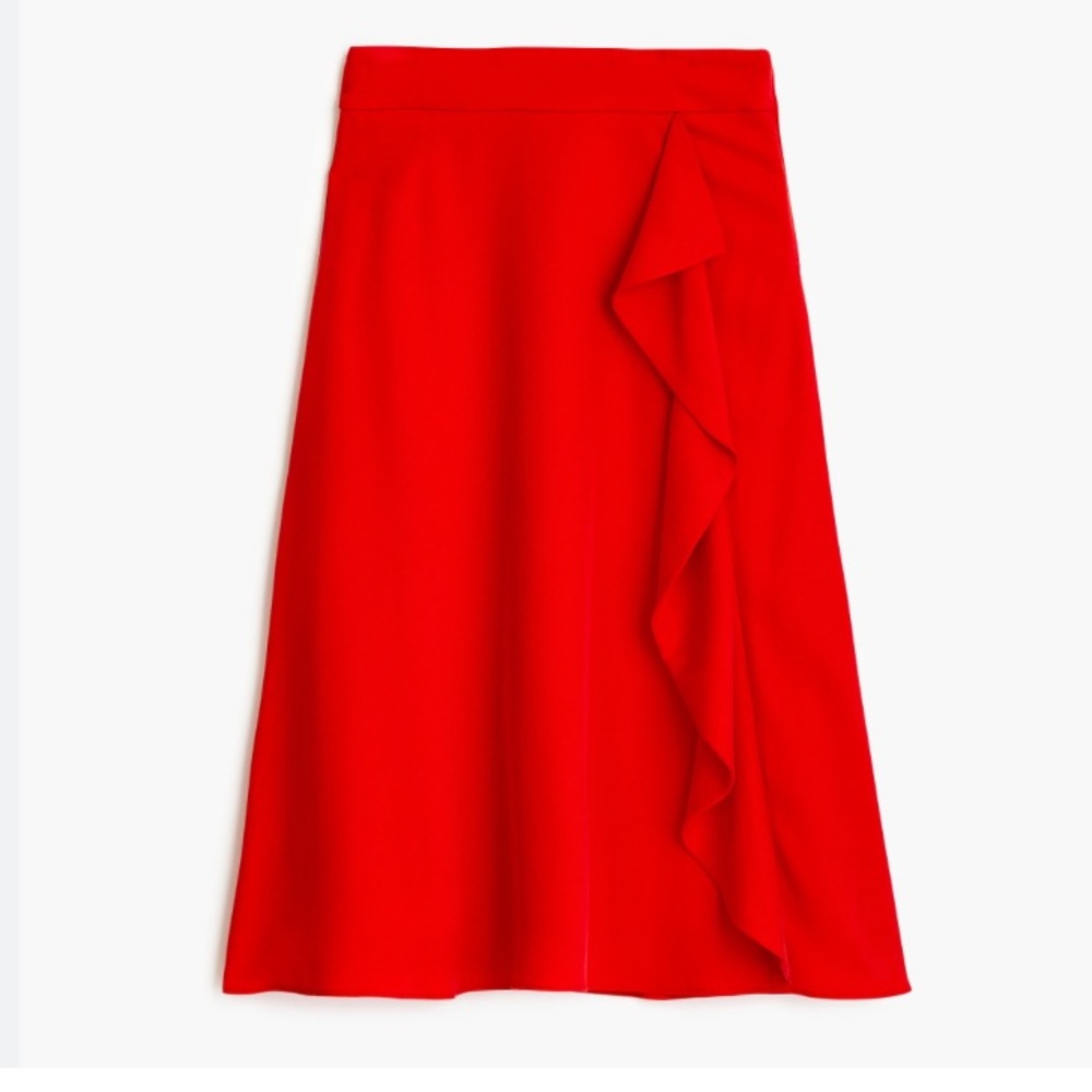 J. Crew 365 Waterfall midi skirt in Tencel™ Dobby in Bright Cerise Red